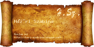 Hári Szabina névjegykártya